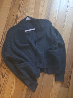 Free People Black Chunky Knit Open Cardigan